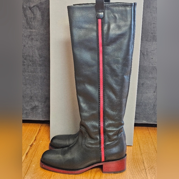 Laura Bellariva 4681 Black Red/ Leather Zip-Up Knee-HighBoots 39/ US 8.5 Italian - Picture 2 of 9